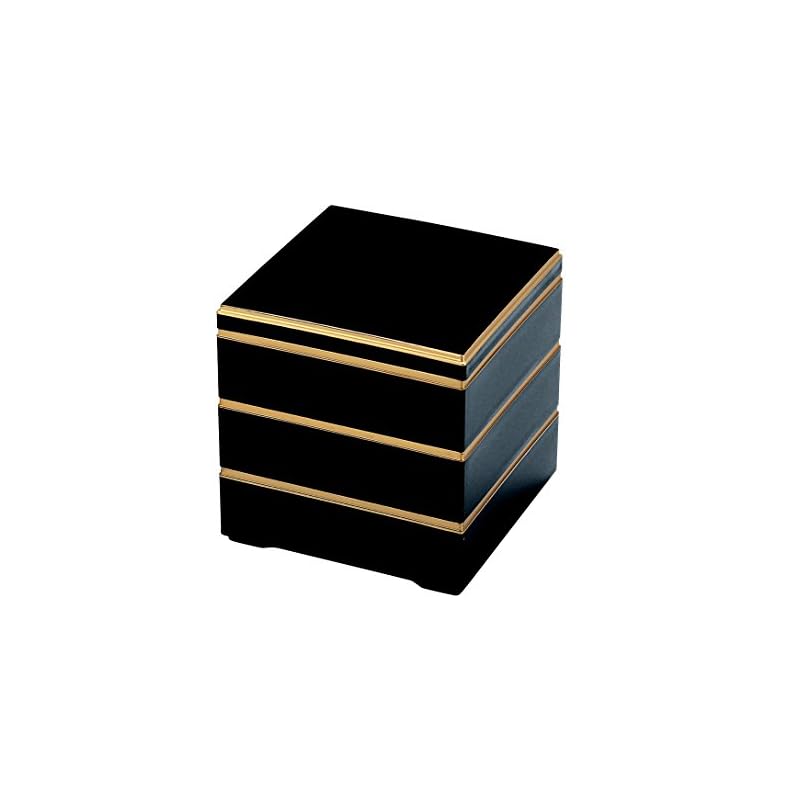 【3日以内発送】若泉漆器 3段重箱 校倉重 黒金渕 (内黒) 8寸 H-158-40-A