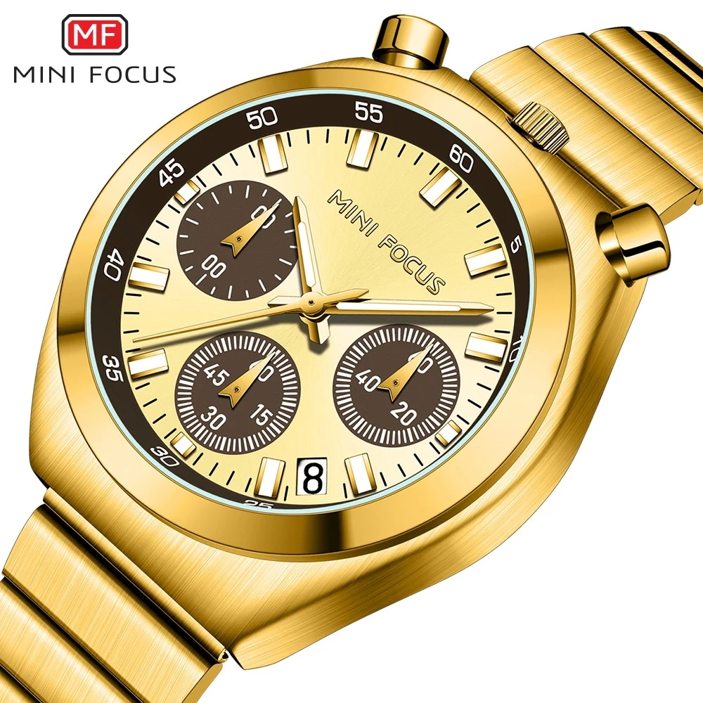 Minifocus-女性用多機能ナイロンウォッチ 女性用腕時計 スチールバンド クロノグラフ クォーツ時計