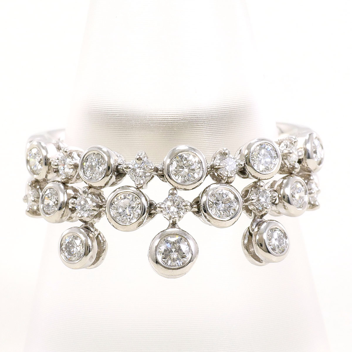 PT900 プラチナ リング・指輪 16号 ダイヤモンド 0.72ct カード鑑別書 総重量約8.1g 中古