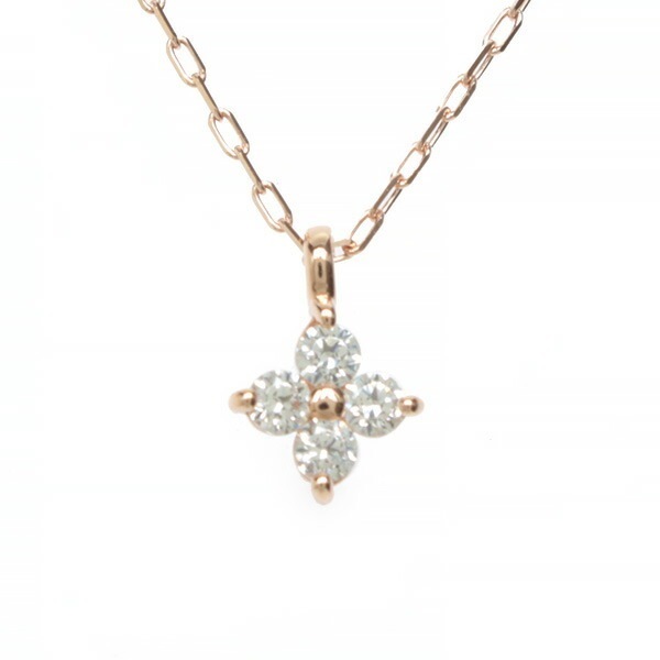 リボン済＆紙袋 4c ネックレス 正規品 レディース フラワーモチーフ ネックレス ペンダント 4度 プレゼント アクセサリー ジュエリー K10ピンクゴールド 祝い 喜ばれるギフト