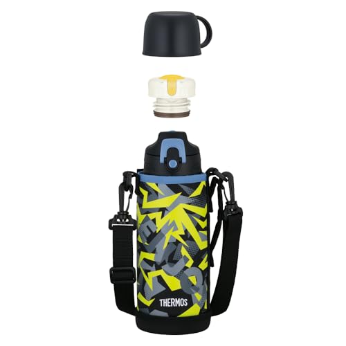 サーモス 水筒 真空断熱2ウェイボトル 0.8L/0.83L ブラックイエロー 直飲み コップ付き 子供用 通園通学 FJJ-802WF BKY