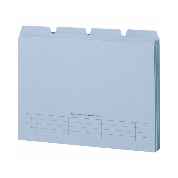 (まとめ) ライオン事務器 4カットフォルダー山付ファイル A4 水 No.31-4P 1パック(4冊) (×30セット)