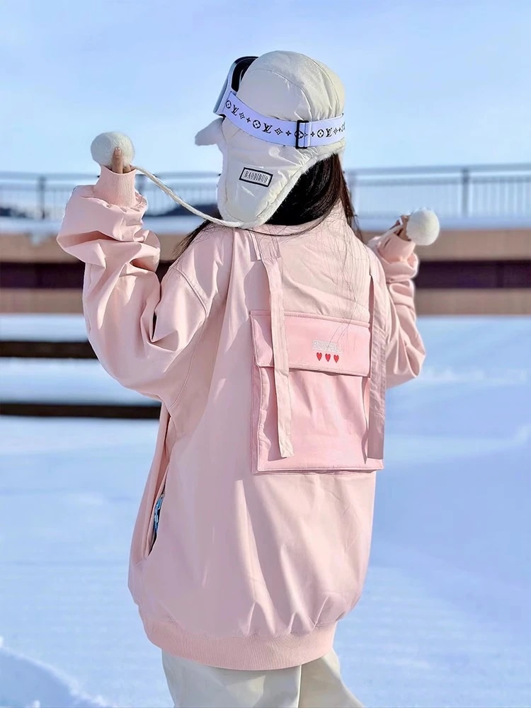 スノーボードウェア パーカー 防水20000mm レディース メンズ 男女兼用 スキーウェア スノボ トップス 防寒 保温 防雪 ピンク ブラック 韓国風