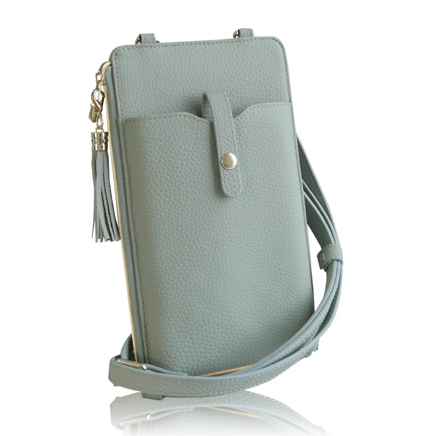 [] スマホショルダー スマホポーチ レディース 【取り外し可能なタッセル付き・くすみカラー】 本革 スマホポシェット お財布ショルダー ショルダーバッグ ポーチ 携帯 斜め掛け (smoky （スモ