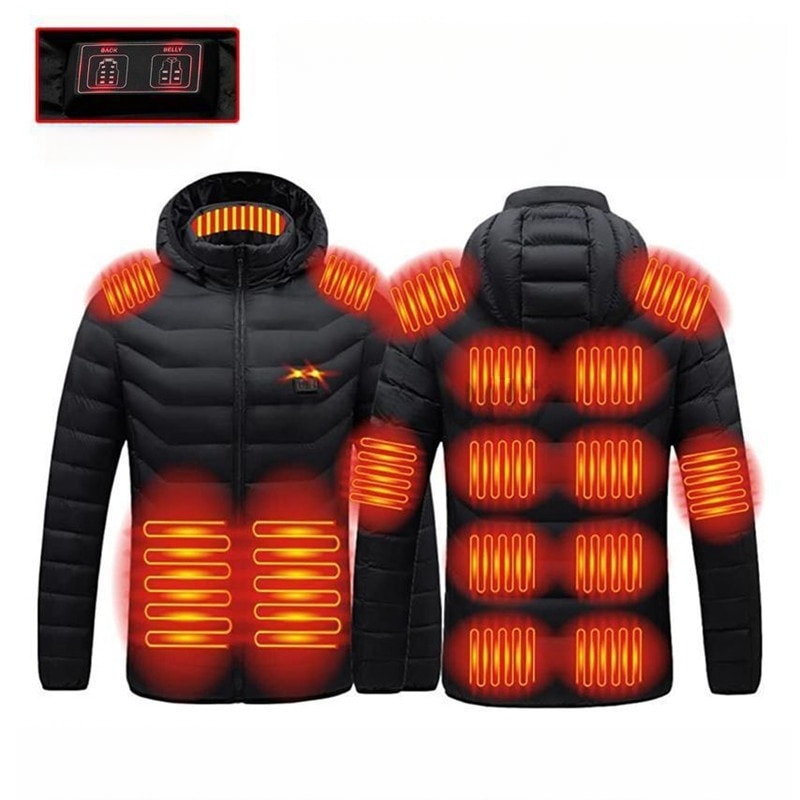 『バッテリー付き』男女兼用　電熱ジャケット 15エリア発熱 ヒーター付きコート ヒーター内蔵 加熱ジャケット ホットジャケット 発熱ジャケット USB加熱 モバイルバッテリー給電 防寒着ダウンジャケッ