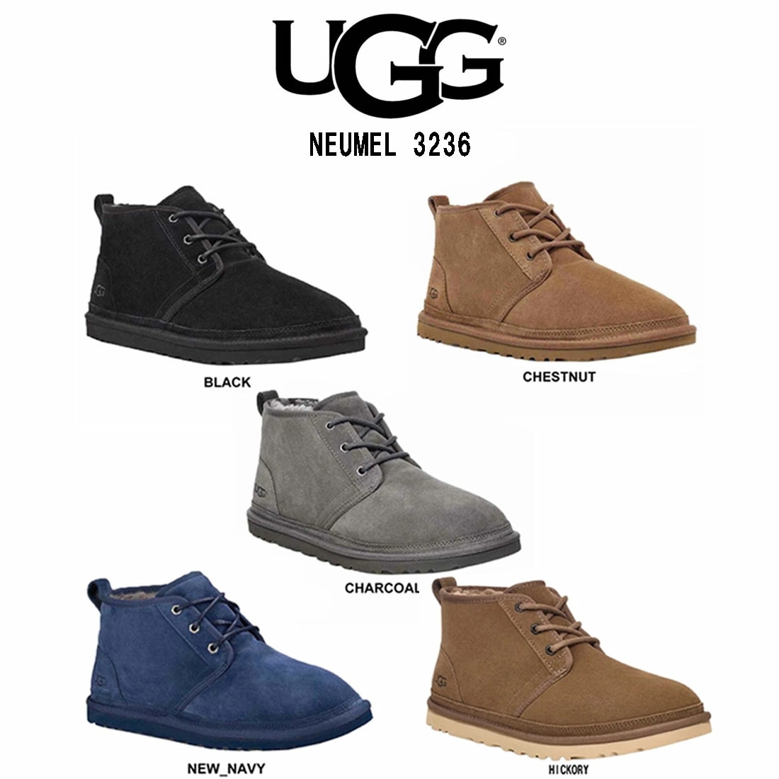 UGG メンズ ニューメル ブーツ ムートン チャッカブーツ ショート レースアップ シューズ スエード クッション カジュアル 男性用 靴 M NEUMEL 3236
