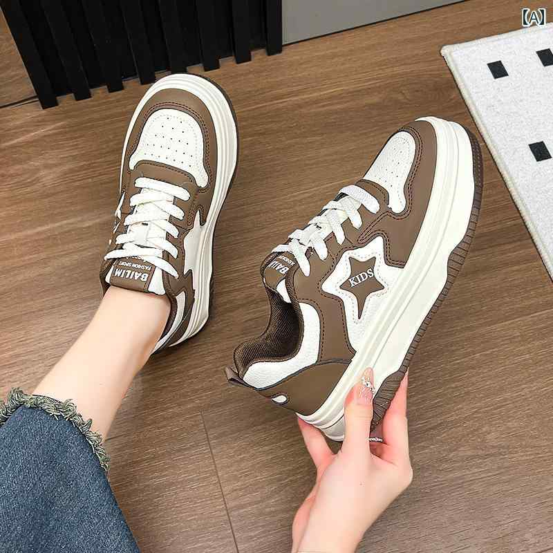 レディース 白靴 シューズ 春 スカート 厚底 スポーツ レジャー アウトドア レジャー ラウンドトゥ スニーカー