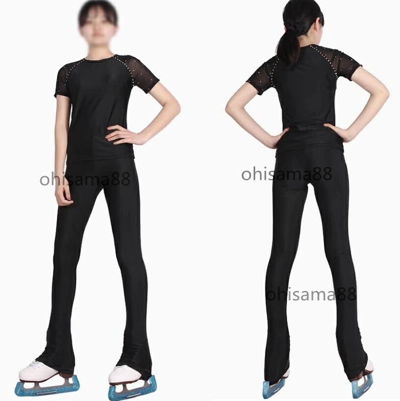 出血大サービス アイススケート 2点セット 短袖上着+パンツ ヒトレーニング 練習着 フィギュアスケート スケートウエア 衣装 子供 大人 フィギュアスケート衣装 上下セット アイスダンス スケート