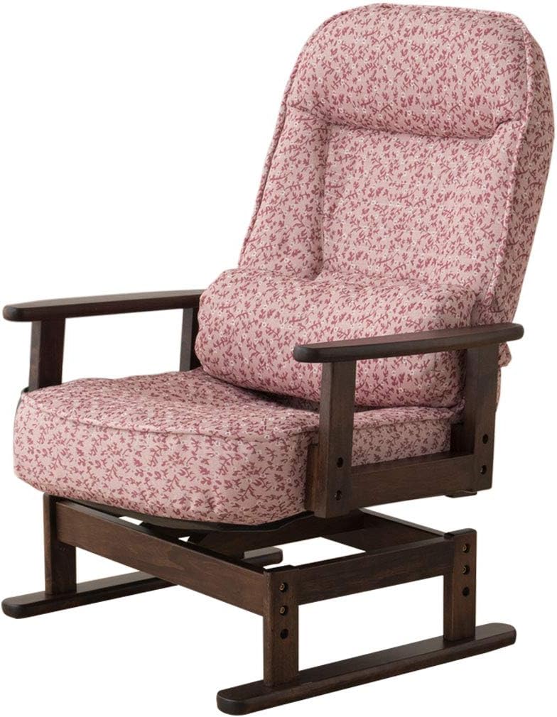 エムール リクライニングチェア 高齢者 椅子 高座椅子 回転 360度 5段階リクライニング ピンク