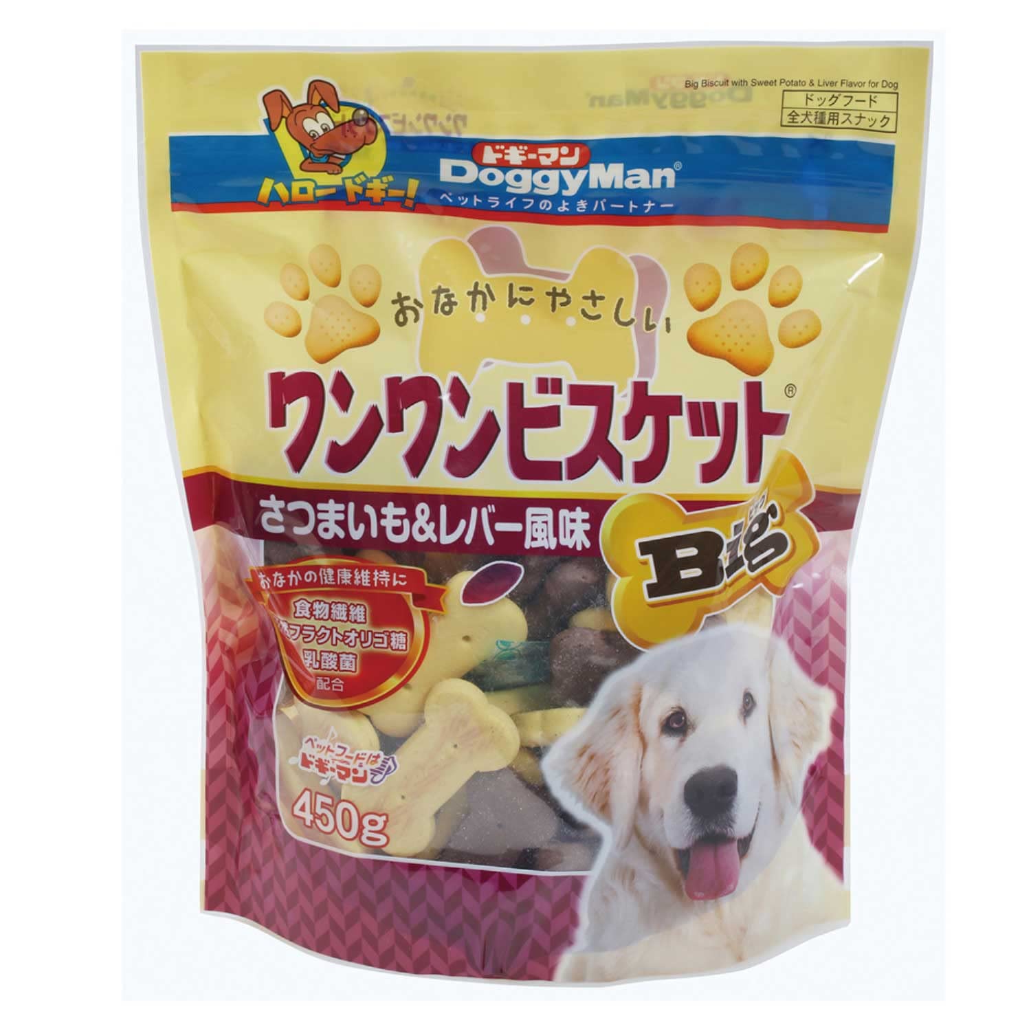 即日発送 ドギーマン おなかにやさしいワンワンビスケットBｉｇ さつまいも＆レバー風味 450ｇ×6袋