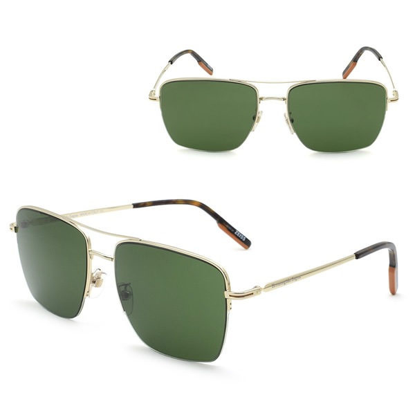 ゼニア サングラス ZEGNA EZ0178-D/S 32N 60 Ermenegildo Zegna サングラス ノーズパッド UVカット ゴールド グリーン