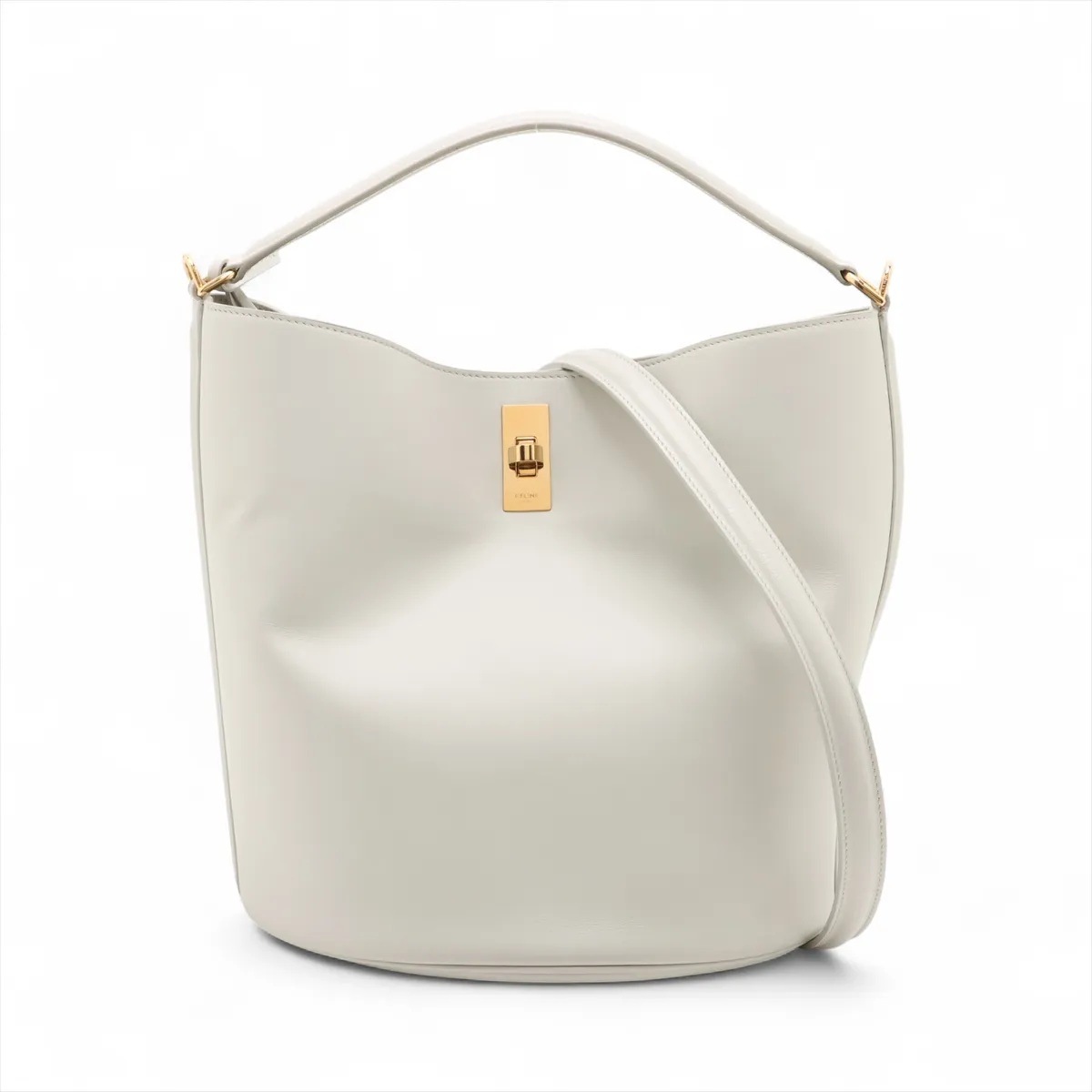 美品 ティーン バケット16 ホワイト レザー 2WAY ショルダーバッグ 斜め掛け ハンド トート 本革 レディース MMM CN50-12 中古