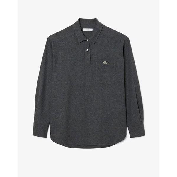 25FW 女性 フランネル ポロ トップ CF5440-55N 050(チャコールグレー)