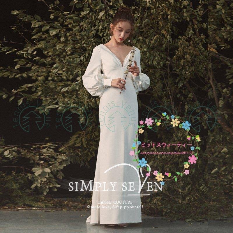ウェディングドレス ウエディングドレス ロング丈 結婚式 ドレス お呼ばれ 長袖 秋冬 ２０２０新作