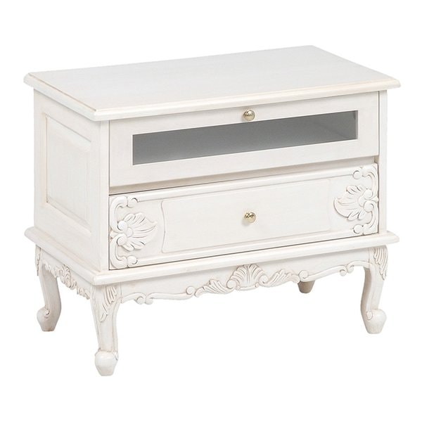 リビングボード 約 幅70×奥行40×高さ56cm アンティークホワイト RTV-1756AW