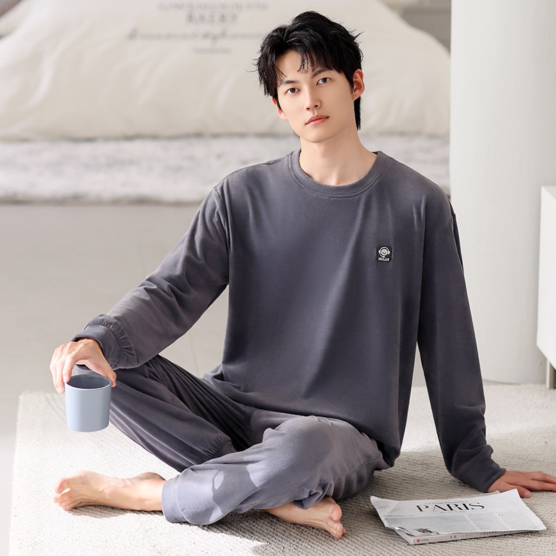 メンズパジャマ 2024秋冬 ニューアイランドベルベット 薄手ベルベット メンズ 大きいサイズ コーラルベルベット 家着 あったかセット