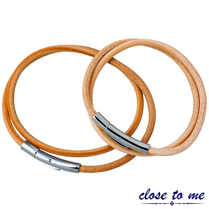 クロストゥーミー close to me レザー ステンレス ペア ブレスレット ヌメ 金属アレルギー対応