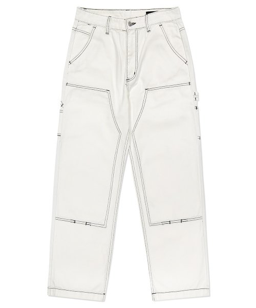 [MAHAGRID] 韓国 人気 ブランド ダブル 膝 デニム パンツ(MG2DSMD111A)