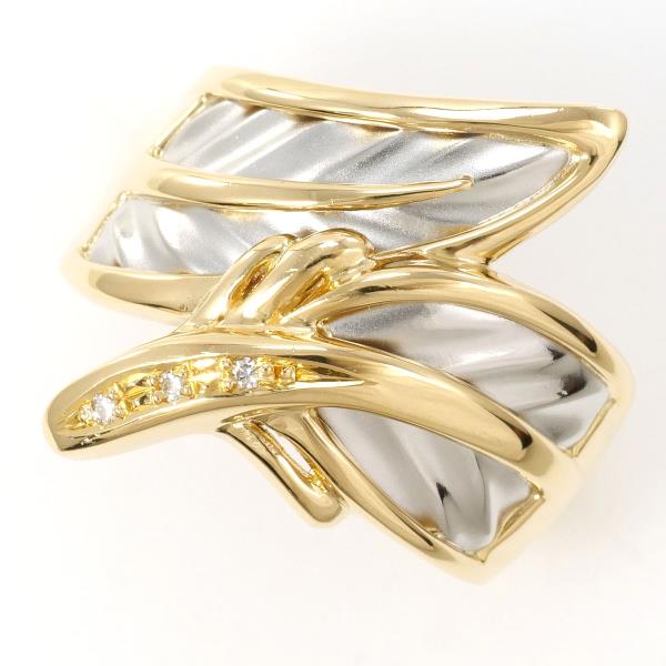 PT900 プラチナ K18YG リング 14号 ダイヤ 0.02 カード鑑別書 ジュエリー 中古