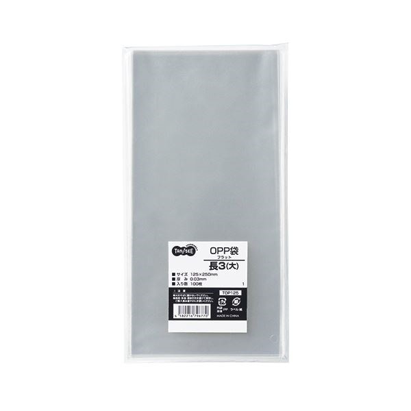 （まとめ） TANOSEE OPP袋 フラット 長3（大） 125250mm 1パック（100枚） 30セット