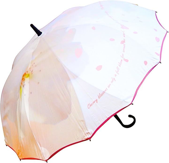 傘 レディース 長傘 桜骨 16本骨 雨傘 日傘 遮光 UVカット率 98％ UPF50+ 晴雨兼用 おしゃれ かわいい 大きい 一枚張り(花あかり, 60cm)