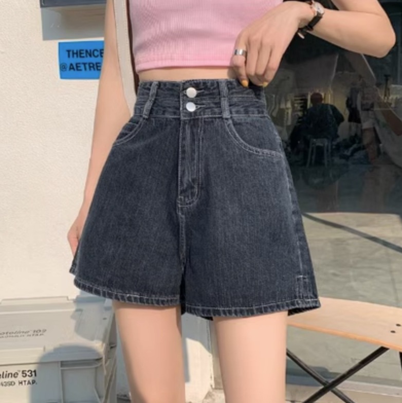 レディース ボトムス デニム ショート ハイウエスト フレア ポケット かわいい 大人可愛い きれいめ シンプル カジュアル 上品 おしゃれ かっこいい レトロ こなれ感 ラフ ガーリー ルーズ