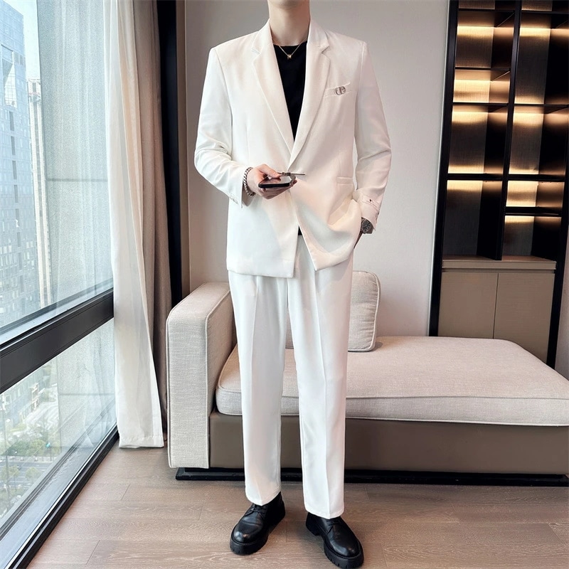 スーツ 秋 カジュアル ファッション ワイド版 花婿 二点セット