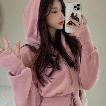 ダブルジップセーター トップス ルームウェア セーター パーカー ショート ショート丈 長袖