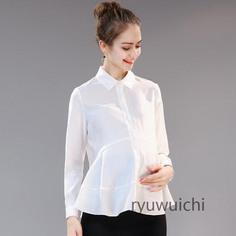 マタニティ トップス シャツ ブラウス 授乳服 無地 オフィス フォーマル シンプル 産前産後 仕事 通勤 おしゃれ 長袖 春 秋 大きいサイズ 妊婦服 事務服 母親