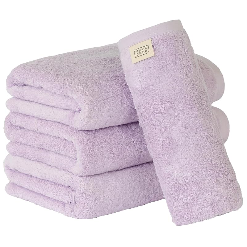 【Amazon.co.jp限定】タオル研究所 [自然なやわらかさ] #024 バスタオル ライラックパープル 4枚セット 綿100% 耐久性 Japan Technology 4,665円