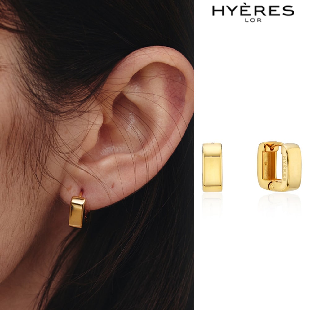 [HYERES LOR] H-edition Silver (Y) Square One Touch Earrings