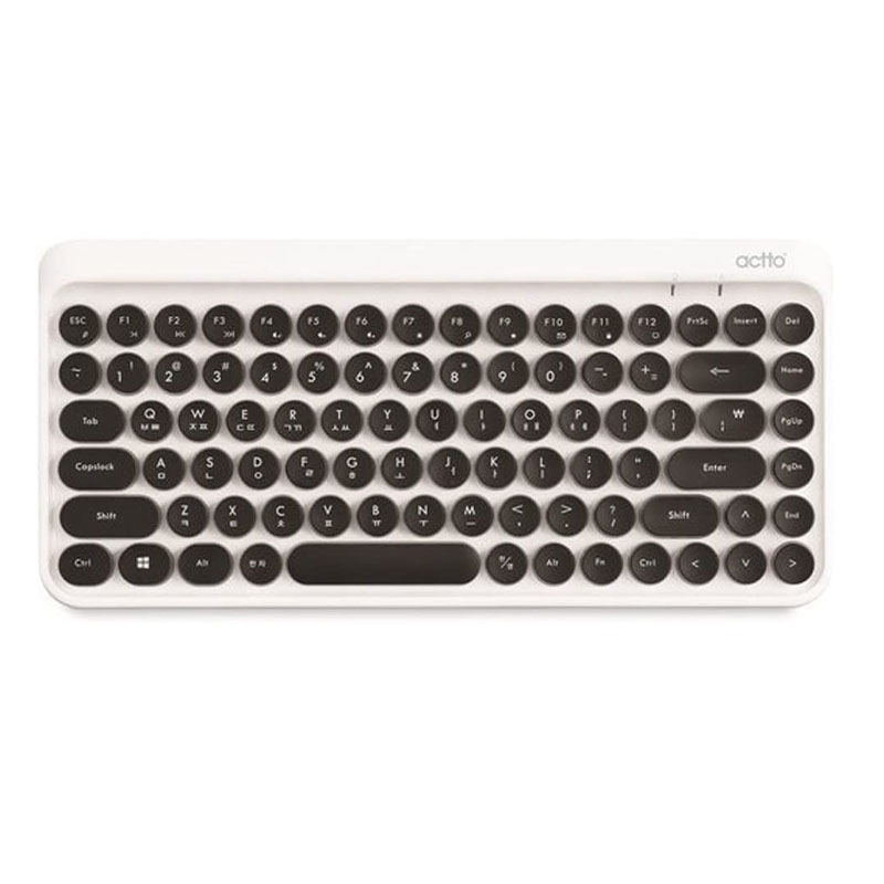 ミニワイヤレスブルートゥースキーボード BTK-01 - Retro - レトロクラシックデザイン (ホワイト)