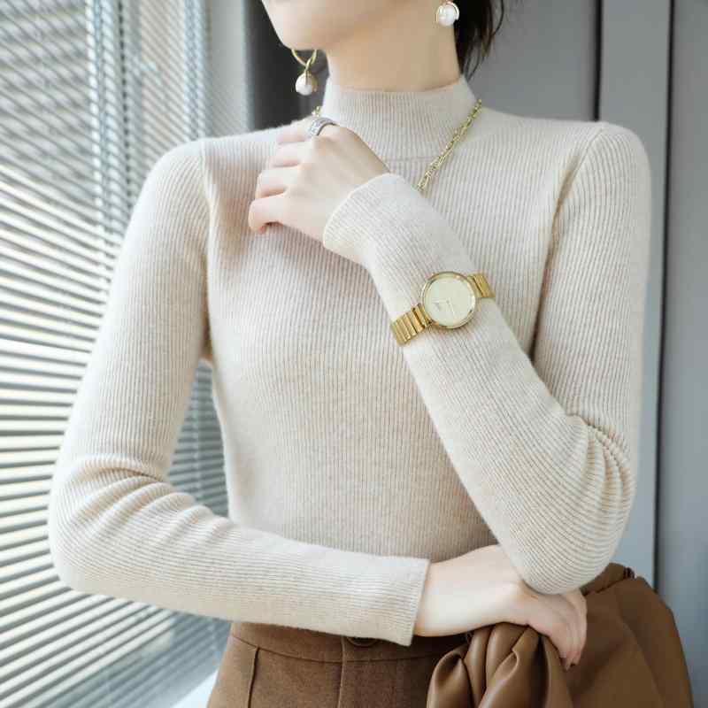 ハイネック 長袖 レディース タートルネック セーター リブ ぴったり トップス ウール ニット 大きいサイズ シンプル オフィス きれいめ カジュアル 普段使い 柔らかい 伸縮性 ベージュ 白 グレ