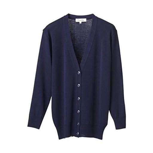 抗ピル長袖カーディガン(ロング丈) D-1002(L) ネイビー 医療用 ディーフェイズ