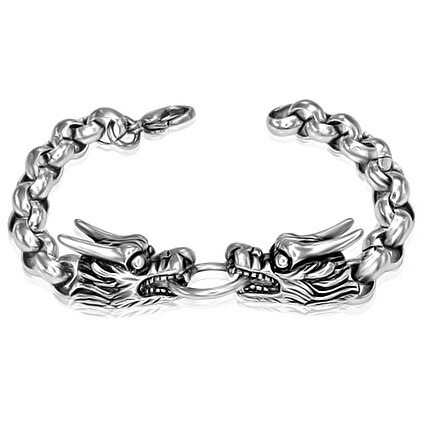 ドラゴンヘッドステンレスブレスレッド 竜 龍 メンズ 腕輪 男性 プレゼント 手首 アクセサリー