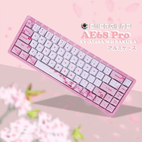 EverGlide EV-AE68A-WH-SAKURA さくら AE68 Pro アルミケース ラピッドトリガー搭載 ゲーミングキーボード (英語配列)