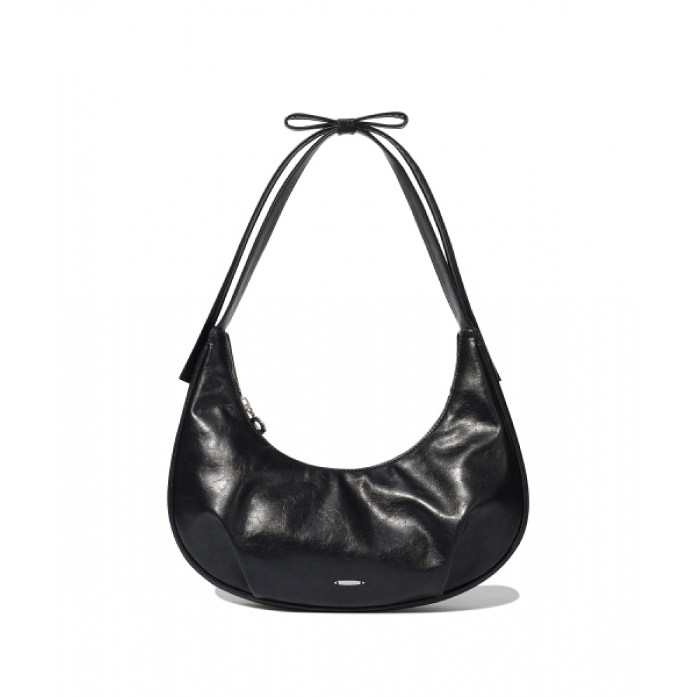 COVERNAT WOMAN クローバーハートフラットリボンショルダーバッグブラック