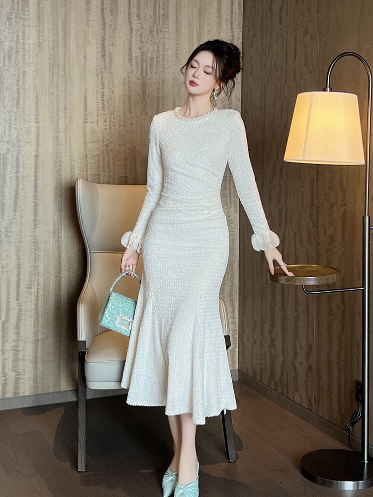 【JY.上品】 秋 ロングワンピース レース マーメイド ドレス パーティー キャバ 大人 同窓会 披露宴 卒業式 結婚式 演奏会 ウェディング 二次会 メガ割