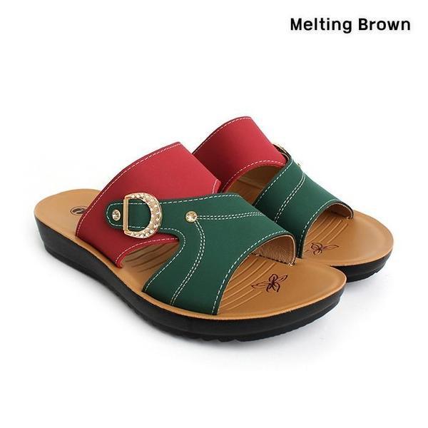 女性 デイリー ツーカラー バックル スリッパ 2color