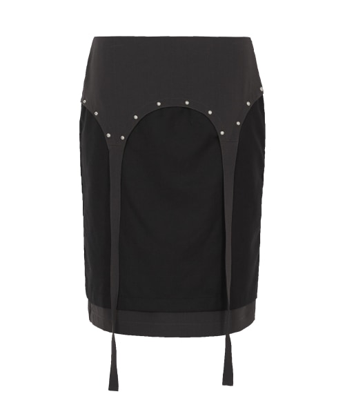 【ILLIGO】 Studded Layered Midi Skirt Charcoal 正規品