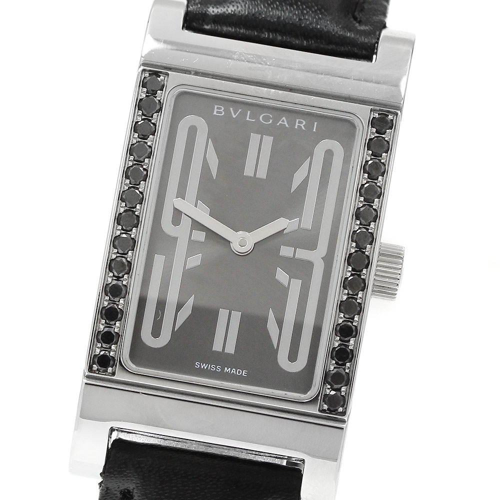 ブルガリ BVLGARI RT39S レッタンゴロ ブラックダイヤ クォーツ レディース _956864【中古】