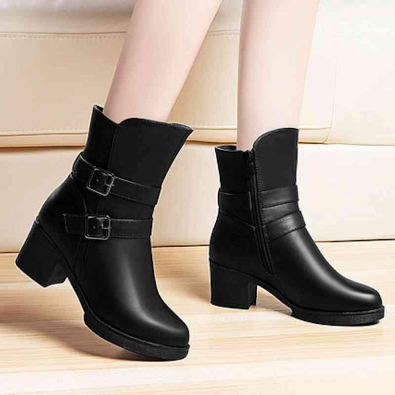 ブーツ レディース 暖かい 雨 夏 レースアップ 冬 滑らない ローヒール ロング 防寒 ヒール フロント 撥水 革 ミドル丈 秋 4E 軽量 歩きやすい レザー 厚底 ミドル 兼用 ウォーキング 春