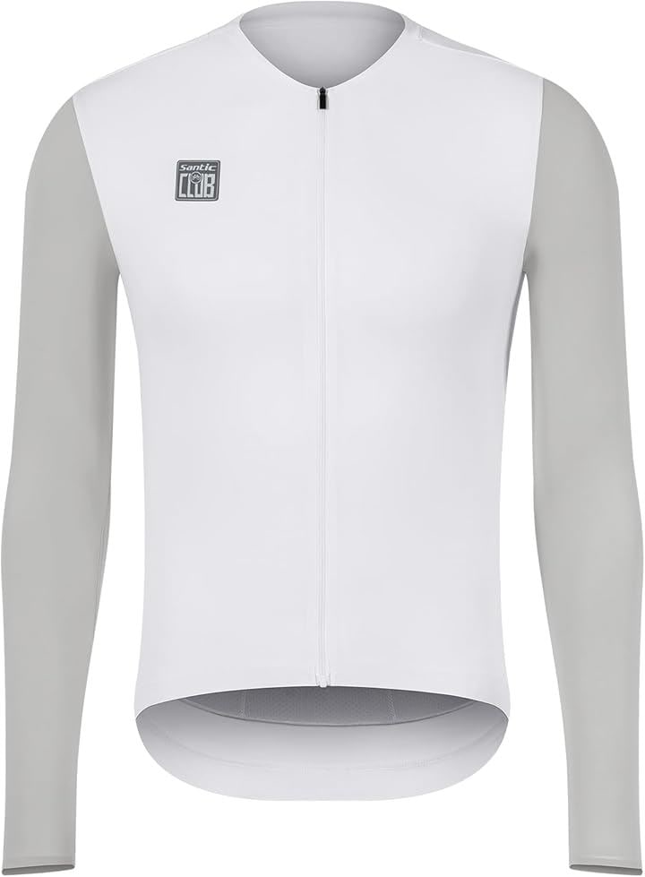 メンズ サイクルジャージ 長袖 春夏 サイクルウェア 自転車 サイクリング ロードバイク UVカート 通気(ホワイト, 2XL)