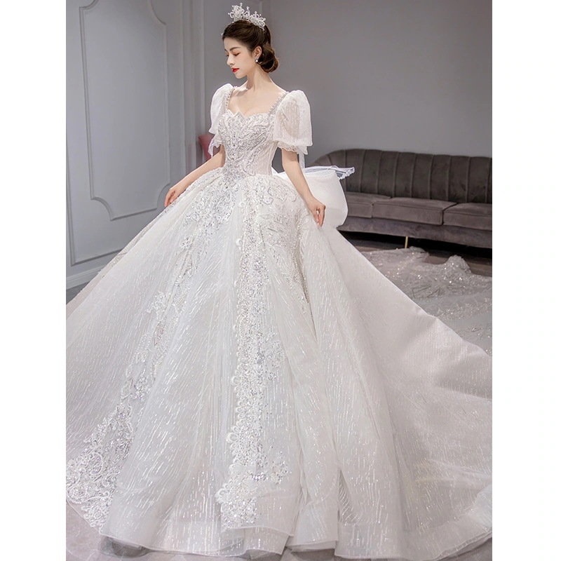 ライトウェディングドレス 2025 花嫁 小さい主糸 重工業 大きいサイズ 太mm お出かけ ガーゼスカート