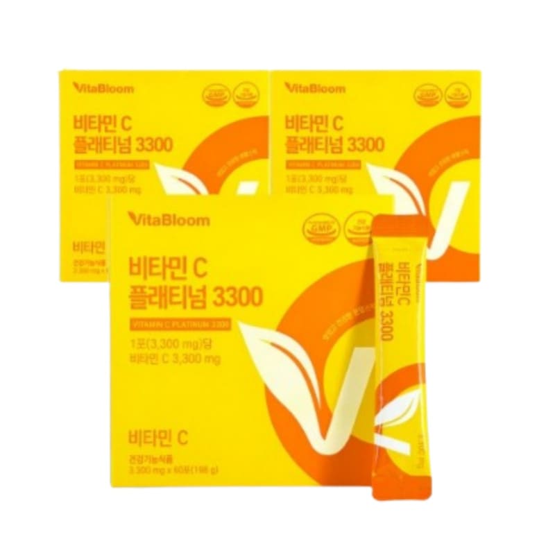 [3BOX]純粋 高含量 ビタミンC100% プラチナ 3300mg 60包 1箱 2ヶ月分/ 韓国で飲むビタミン サプリメント