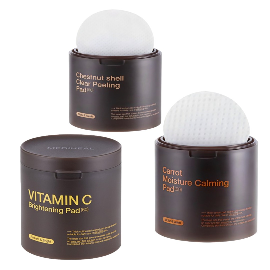 パッド3種60枚セット/ ニンジン水分 鎮静パッド250ml/ ユルピ 角質 なめらかパッド250ml/ ビタミンC ブライトニングパッド250ml