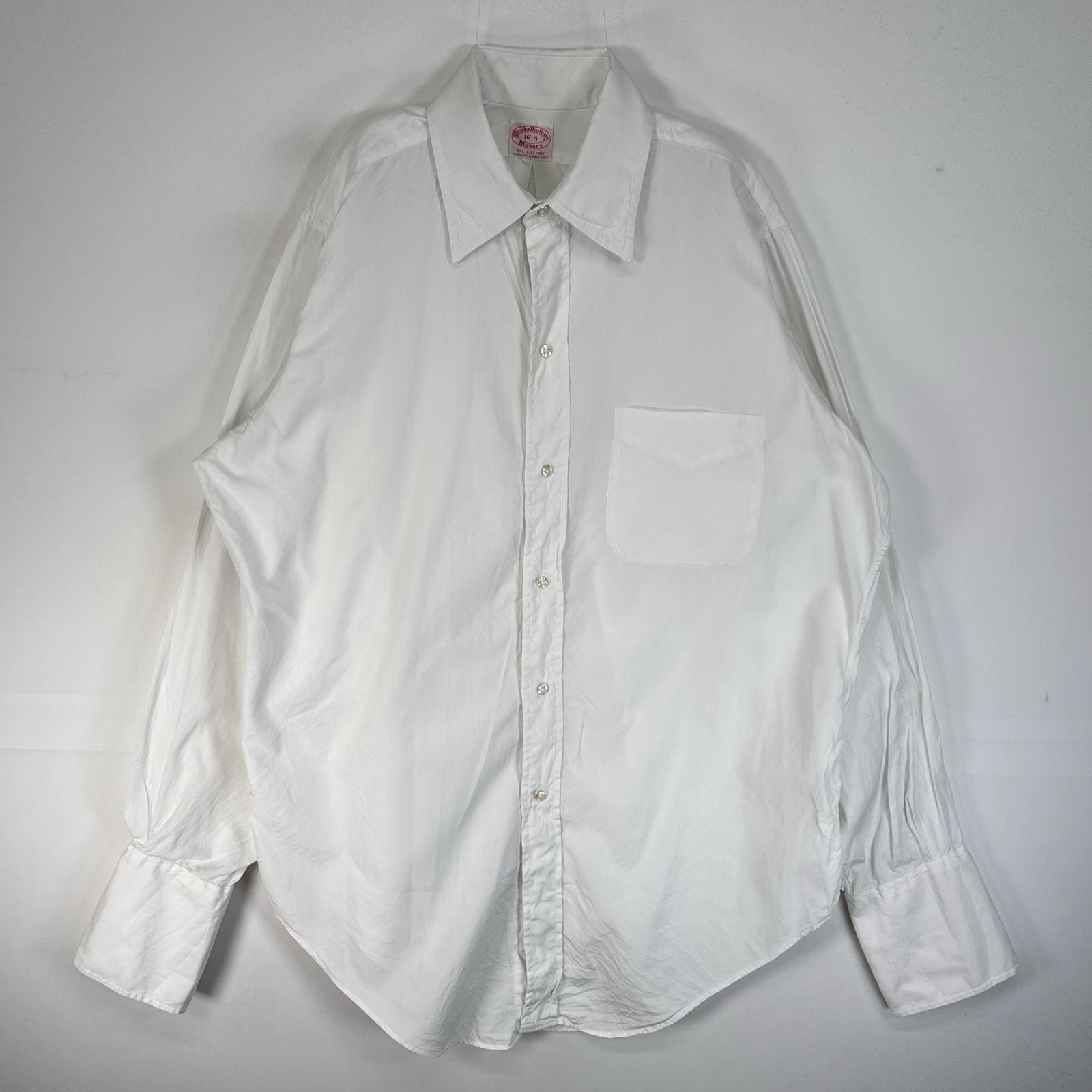 古着 50s～60s/50年代～60年代 ヴィンテージ 長袖シャツ Makers カフス 6ボタン L ホワイト 無地 メンズ