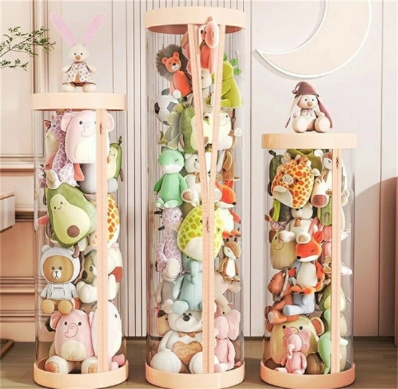 ぬいぐるみ収納 ぬいぐるみ 収納 おもちゃ 収納 透明円柱 回転式 直経26CM 収納ケース ぬいぐるみ収納桶 抱き枕 陳列棚 陳列ケース DIY 展示ボックス ぬいぐるみ収納箱 人形 収納かご 人形