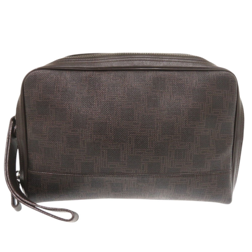 美品 セカンドバッグ PVC/レザー ダークブラウン 1774【中古】 メンズ