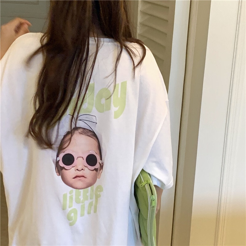 トップス Tシャツ 白トップス ビッグT ショート ショート丈 膝上 袖あり 半袖 5分袖 五分袖 Uネック かわいい カジュアル おしゃれ お洒落 レトロ こなれ感 ラフ メンズライク マニッシュ